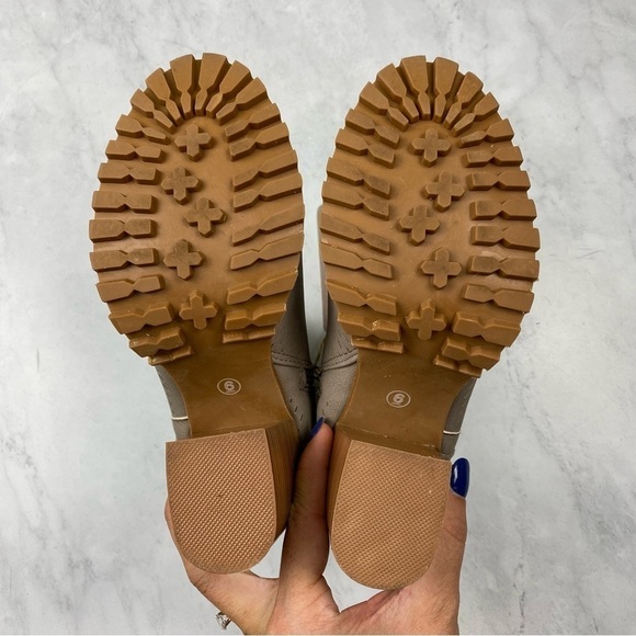 Seven7: Ashbury Stone Moto Biker Chunky Heel Peep Toe Ankle Boots Booties 6 NWT - Picture 6 of 8